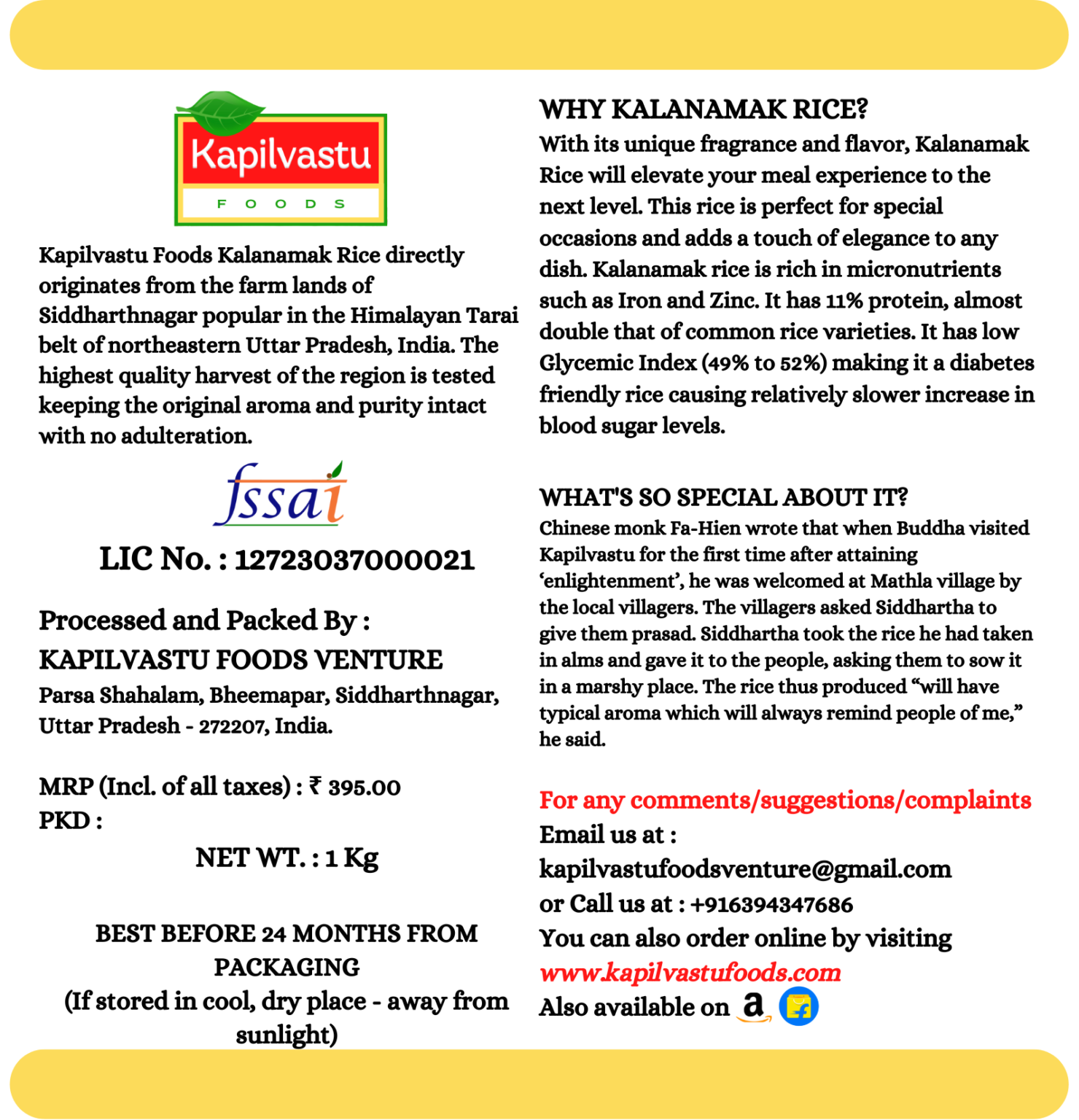 Kalanamak Rice (Buddha Rice) Kapilvastu Foods